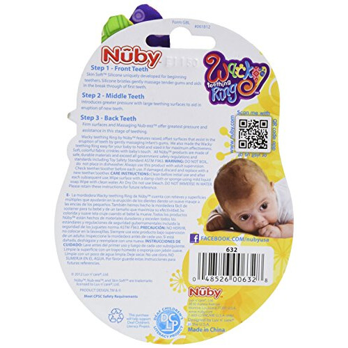 Nuby Nuby Wacky Teething Ring Teether 1 Count (Pack of 1),Yellow 1