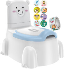 Polar Bear Potty Chair, Comfortable Baby Potty Seat with Reward Stickers for Boys & Girls 1-6 Years (Blue)