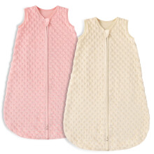 Looxii Baby Sleeping Bag 1.5TOG Cotton Soft Newborn Sleepsack Unisex Baby Wearable Blanket for Boys and Girls 0-6 Months Pink & Apricot