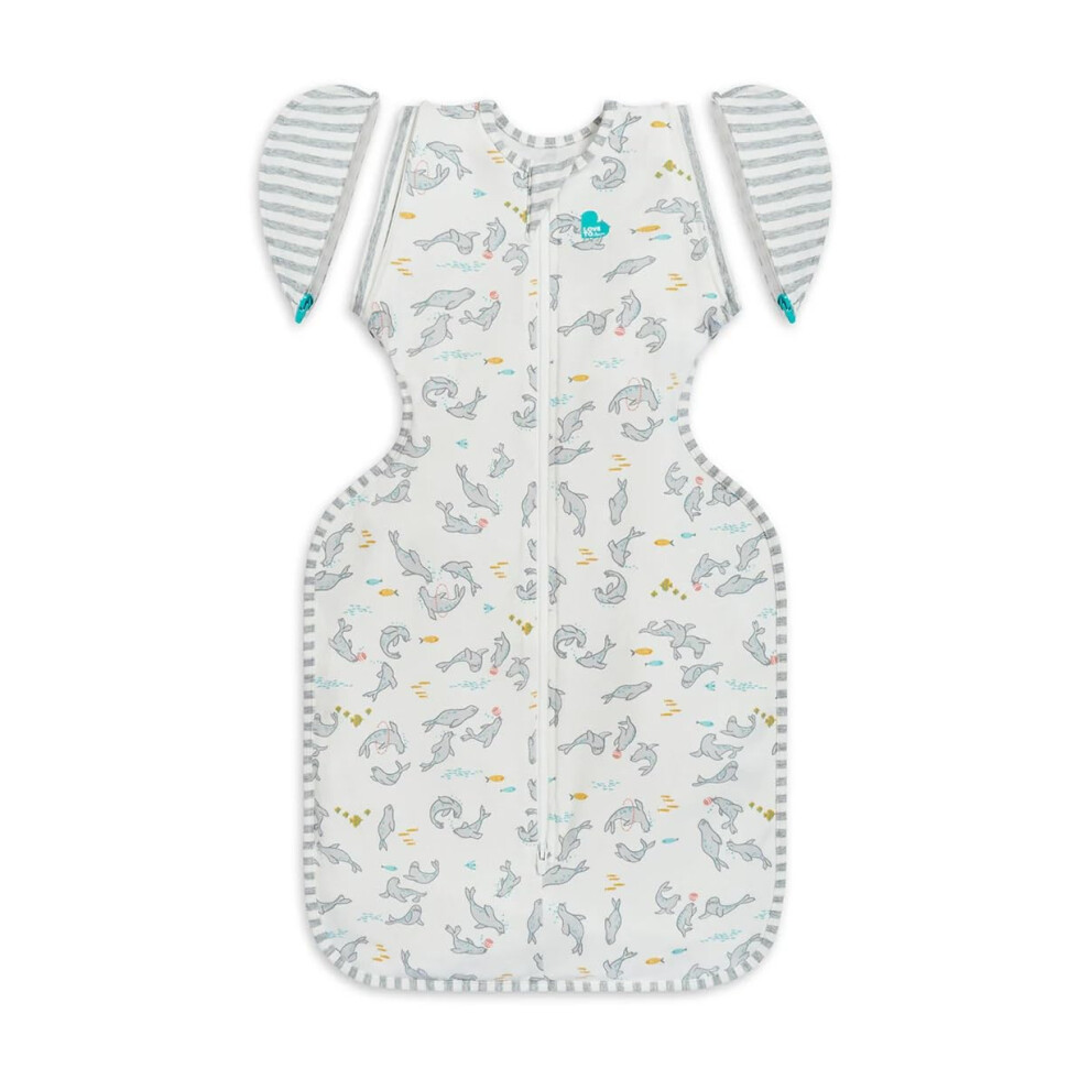 Love To Dream Swaddle Up Transition Bag, Large 8-11.5 Kg, Grey Seal, Snug Fit, Zip-Off Wings, 1.0 Tog Suitable For Moderate Temperature 20-24C, Mach