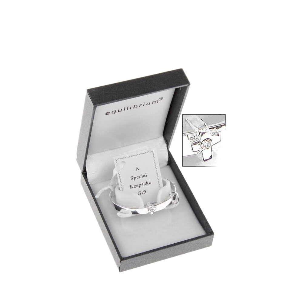 Plated Christening Or New Baby Bangle (6780) Silver Equilibrium