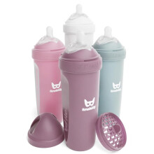 Herobility Double Anti-Colic Baby Bottles – 12 fl oz/340ml – 4-Pack – Multicolor - White, Gray, Pink, Hawthorn Rose