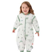 LAT Baby Sleeping Bag with Feet Removable Sleeves,2.5 TOG 100% Cotton Toddler Sleeping Bag with Legs,3-way Zipper Winter Wearable Blanket(Green Dinos