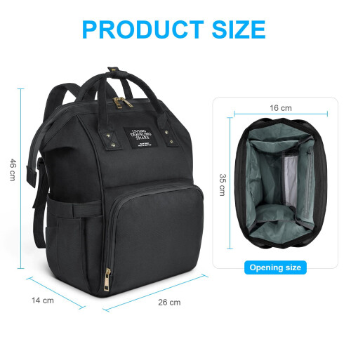 Vicloon Baby Changing Bag Backpack, Multi-Function Nappy Changing Back Pack, Waterproof Diaper Bag Maternity Bags Mum Dad Backpack, Black 1
