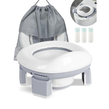 DEANIC 2-in-1 Travel Potty for Toddlers, Potty Training Toilet Seat for 1-4 Years Boys Girls, Portable Potties with 60pcs Potty Liners Outdoor Use, F