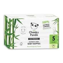 The Cheeky Panda Bamboo Nappies Size 5 | 36 Eco Nappies | Super Absorbent Baby Diapers (12-16kg)