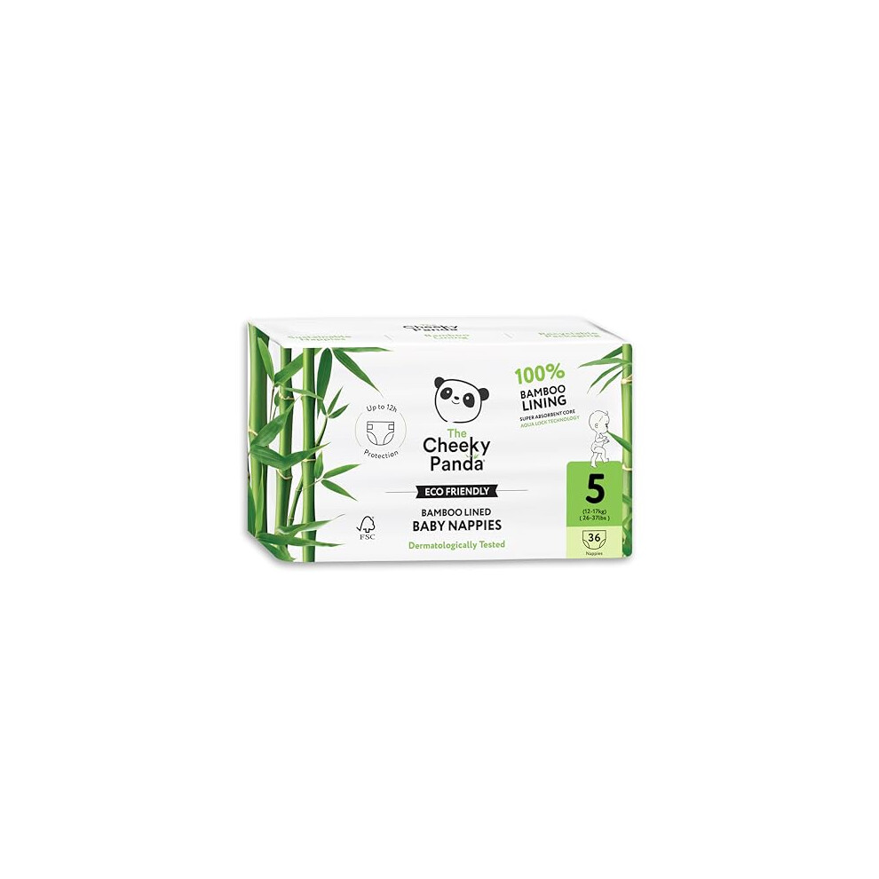 The Cheeky Panda Bamboo Nappies Size 5 | 36 Eco Nappies | Super Absorbent Baby Diapers (12-16kg)-image-OPC-PJRDBBX-NEW