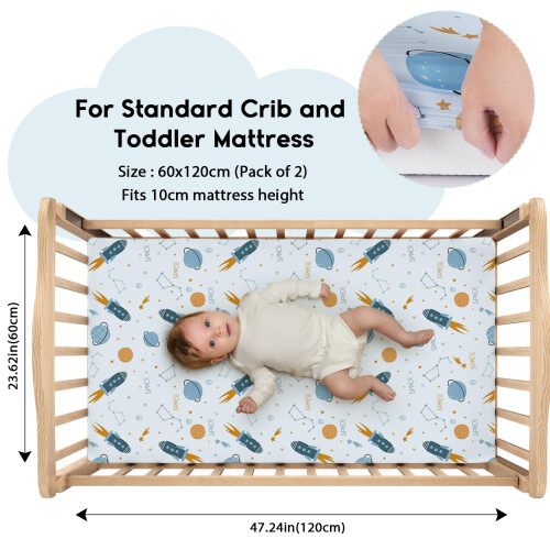 Yoofoss Cot Bed Sheets 120 x 60 cm Fitted Super Soft and Breathable Cot Bed Sheets Cozy Baby Cot Sheets 2 Pack 1
