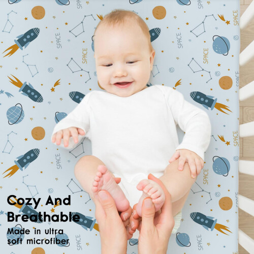 Yoofoss Cot Bed Sheets 120 x 60 cm Fitted Super Soft and Breathable Cot Bed Sheets Cozy Baby Cot Sheets 2 Pack 2