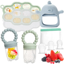 WEST STORY Baby Fruit Food Feeder Set, Includes Silicone Breastmilk Popsicle Freezer Mold, Teething Toy for Baby, 2 Teething Dummy Fruit Feeder 3 Siz