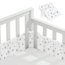 Aolso Cot Bumper, 2PCS Breathable Mesh Cot Liner, Crib Rail Cover Baby Crib Bumper, Baby Boys Girls Nursery Breathable Crib Bed Liner Bumper (Star)
