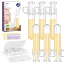 Nuliie Colostrum Collector Kit 7ml/6pcs, Leakproof, Reusable Breast Milk Collector, Heat & Freezer Resistant, BPA-Free, With Cotton Cloth Wipe, Stora