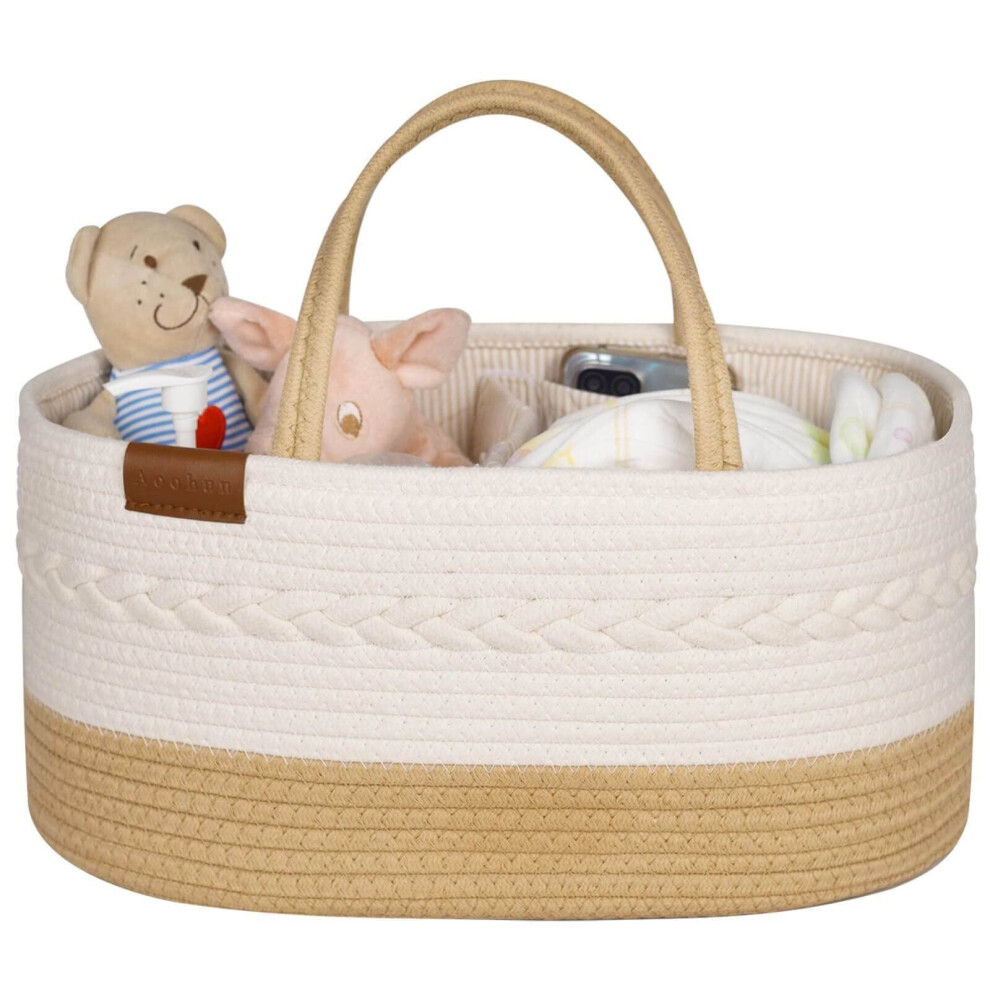 Nappy Caddy Organiser, Baby Diaper Basket Changing Bag Newborn Shower Gifts Basket, Honey Aoohun