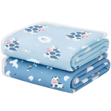 Yukkidds 2 Pack of Potty Training Bed Pads, Waterproof Bed Wetting Sheets for Kids, Washable Toddler Bedwetting Mattress Protector 75x90 cm (Blue Cow
