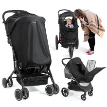 Orzbow Pram Sun Shade, Breathable Sun Shade for Pram with Mosquito Net & Zip, Universal Buggy Sun Shade with Double Opening, Strong Sun Shading, Easy