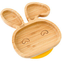bamboo bamboo Baby and Toddler Plate with Suction Cup for Feeding and Weaning, Bunny Shaped Bamboo Plates with Secure Suction for Babies from 6 Month