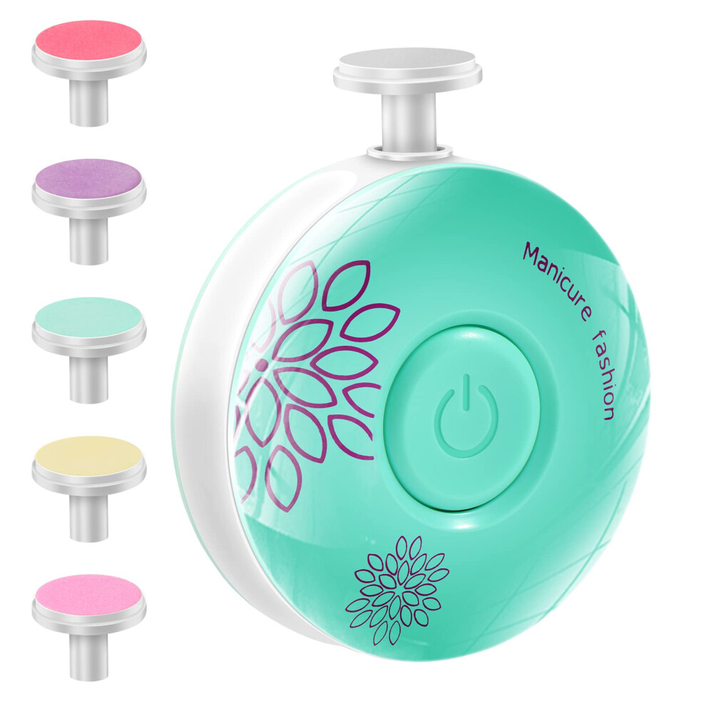 Electric Nail File For Baby With Six Interchangeable Grinding Heads, Low Noise Newborn Nail Trimmer Brencco