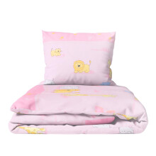 2 Piece Baby Children Quilt Duvet & Pillow Set 120x90 cm to fit Toddler Cot Bed (Zoo Pink)