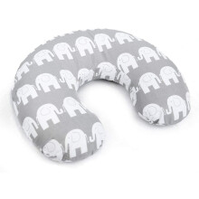Breast Feeding Pillow Nursing Pregnancy Baby Cushion and Removable Cotton Cover (Elephants grey)