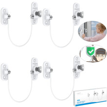eSynic 4 Pack White Child Safety Window Locks for upvc Windows Screw Mounted Window Opening Rrestrictor with Keys 185mm Long Wire Window Safety Latch