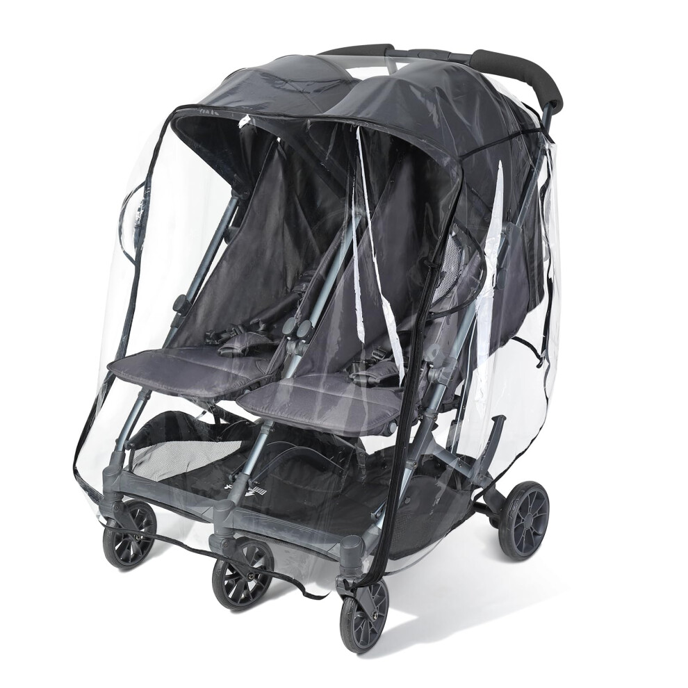 Universal Rain Cover For Pushchair Double, Breathable Double Pram Rain Cover With Window, Durable Eva Twins Stroller Raincover, Easy To Instal Orzbow