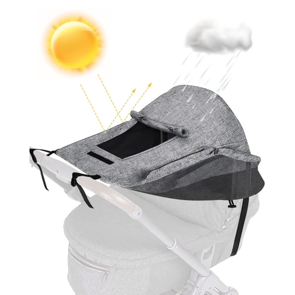 Pram Sunshade Cover With Viewing Window For Strollers, Uv Protection Universal Buggy Sun Shade, Windproof Waterproof Pram Sun Shade Cover, Ea Moxtoyu