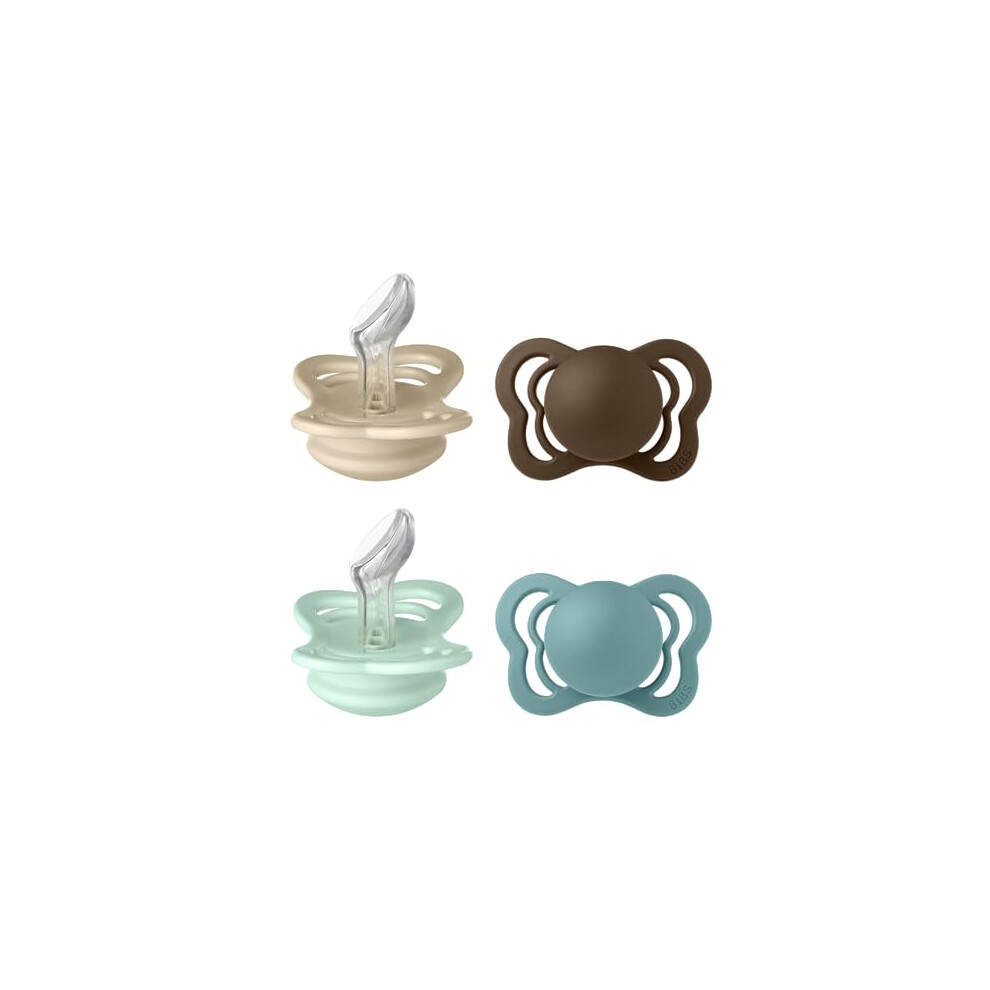 Couture Soother 4-Pack, Bpa Free Dummy Pacifier, Orthodontic Nipple. Silicone, Size 1 (0-6 Months), Vanilla Mix Bibs