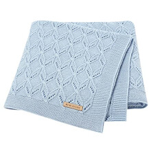 LAWKUL Baby Blanket 100% Cotton Knitted Soft Cellular Blankets for Newborn Boy Girls Toddler 100x80cm Light Blue
