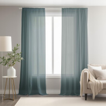 NAKIHOUSE Voile Curtain, 96 Drop Net Curtains Light Filtering Window Treatment Sheer & Drapes Slot Top Blue-Grey Sheer Curtains for Bedroom/Nursery R