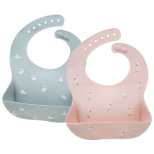 Little Dimsum Baby Bibs 2Pcs Silicone Baby Feeding Bibs Easily Adjustable and Wipe Clean Soft Waterproof Weaning Bibs Perfect Food Crumb Catcher for