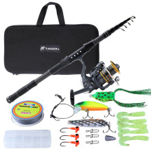 2.1m Fishing Rod Set 5.2:1 13+1 Bearing Fishing Reel Spool Coil Fishing Line Bait Lures Fishing Tackle