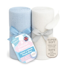 Soft Touch Newborn Essentials 70 x 90cm Cotton Baby Cellular Blanket for Pram, Car Seat and Cot Bedding