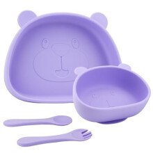 Qshare Suction Baby Plate and Bowl Set with Fork Spoon,Non Slip Toddler Divided Placemat,BPA Free Silicone Feeding Set for Babies Toddlers Kids