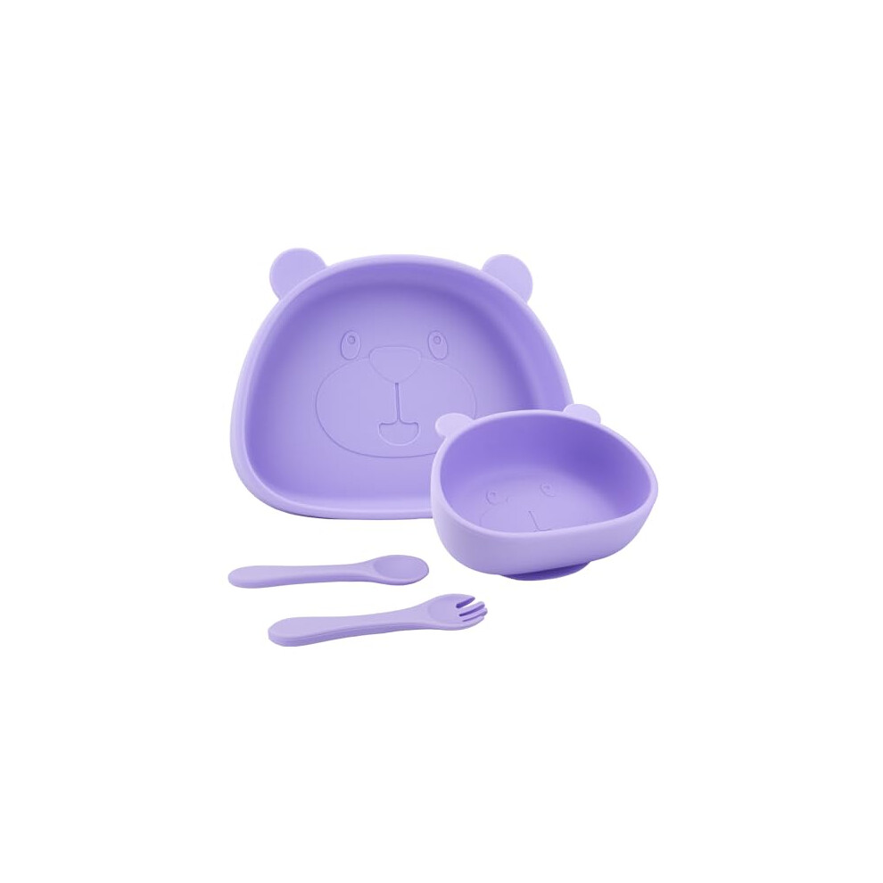 Suction Baby Plate And Bowl Set With Fork Spoon,Non Slip Toddler Divided Placemat,Bpa Free Silicone Feeding Set For Babies Toddlers Kids Qshare
