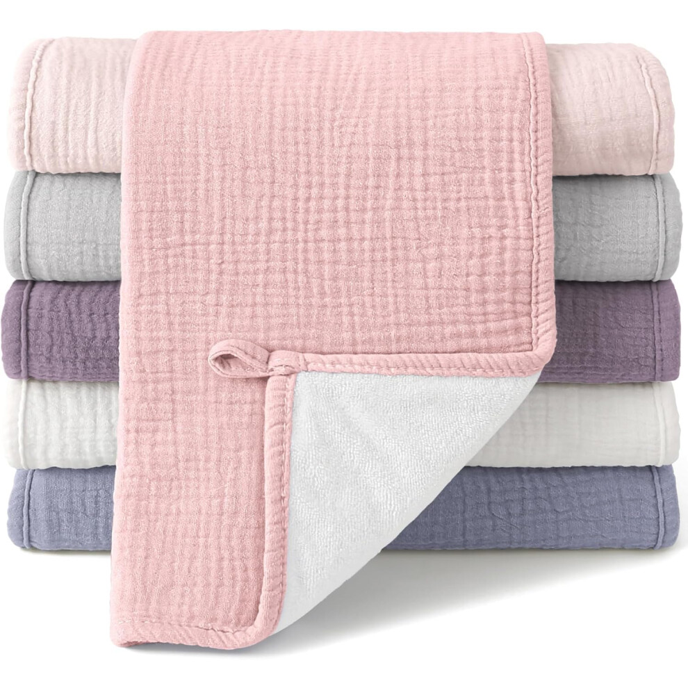 Muslin Squares Cloths 100% Cotton Baby Burp Cloth 50X25cm Large Ultra-Absorbent Soft Baby Face Washcloths For Newborn Baby Boy And Girl, 5Pa Bearmoss