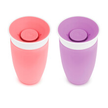 Munchkin Miracle 360 Toddler Sippy Cup - BPA Free, Non Spill, Leakproof - 12+ Months, 10oz/296ml - 2 Pack, Pink/Purple
