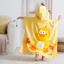 Bebamour Baby Towels with Hood Wearable Hooded Towel for Boys Girls Absorbent Hooded Towel for Toddlers, 70x75cm, Duck