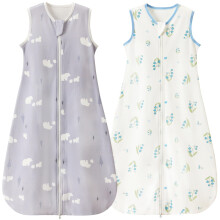 Nivolltha 2 Pack Super Soft 0.5 TOG Baby Sleeping Bags, 100% Cotton Breathable Summer Sleeping Bags 18-36 Months, Newborn Essentials, Bear & Bluebell