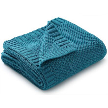 mimixiong Baby Boy Girl Soft Cosy Knitted Blanket Pram Cot Moses Basket Travel Baby Blankets, 80 x 100cm (Teal)