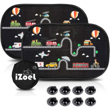 iZoeL Car Sun Shade for Baby Kids 2PCS, Static Cling Side Window Car Annimal Lion, 80GSM Rear Sunshades Universal with 8 Suction Cups and Storage Bag
