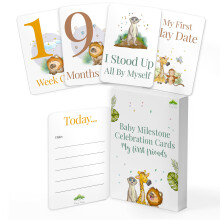 Tiny Trees Milestone Cards Baby I Jungle Design I 40 Photo Cards Designed in UK - Newborn Baby Gifts - Unisex Baby Milestone Cards for Mum Dad Pregn