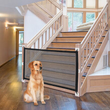 NWK Magic Baby Gate Pet Gate for The House Stairs Providing a Safe Enclosure for Pets to Play and Rest, 6 Loops Design (Black, 127CM X 75CM)