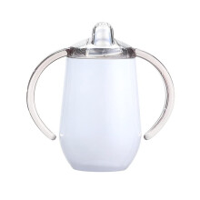 Varsany Baby Sippy Cup for Toddlers - BPA-Free Stainless Steel Double Walled - Free Flow Sippy Cup - Easy Transition - White