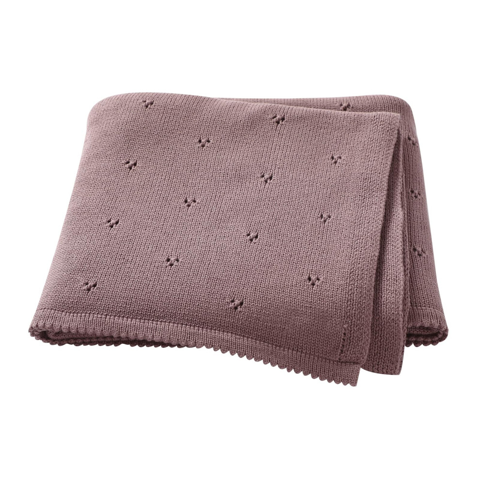 Hadetoto Baby Blanket 100% Cotton Cellular Blanket Baby Soft Cosy Knitted Blanket Coffee 100X80cm