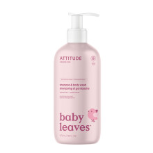 ATTITUDE 2in1 Hair Shampoo and Body Wash for Baby, Plant and Mineral-Based Gentle Formula, EWG Verified, Vegan Baby Products, Unscented, 473 mL