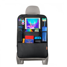Huckaboo Car Seat Organiser - Kids Back Seat Organiser, Storage Pockets, Screen Holder, Black, 1 Pack