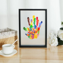 Family Handprint Kit Clear DIY Craft Keepsake Wooden Frame Four baffles Six Paints Baby Hand and Footprint Photo Kit Pet Paw Print Family Keepsake Ho