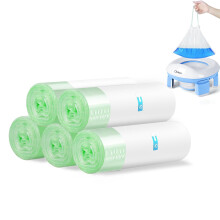 100pcs Travel Potty Liners Disposable,Universal Potty Bags for Toddlers Pets Outdoor Cleaning, 5 Rolls,with Drawstring,High Load-bearing and Tear-res