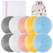 Lictin Nursing Pads 3D Contoured Shape 10pcs Nursing Pads Washable Organic Bamboo Nursing Pads Reusable Nursing Pads Washable Soft Absorbent Nursing