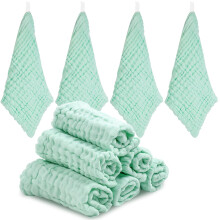 ABirdon Baby Muslin Cloths Squares,10 Pack 30x30CM Extra Soft Breathable Baby Washcloths, 6 Layers Organic Cotton, Unisex Reusable Baby Face Towels f
